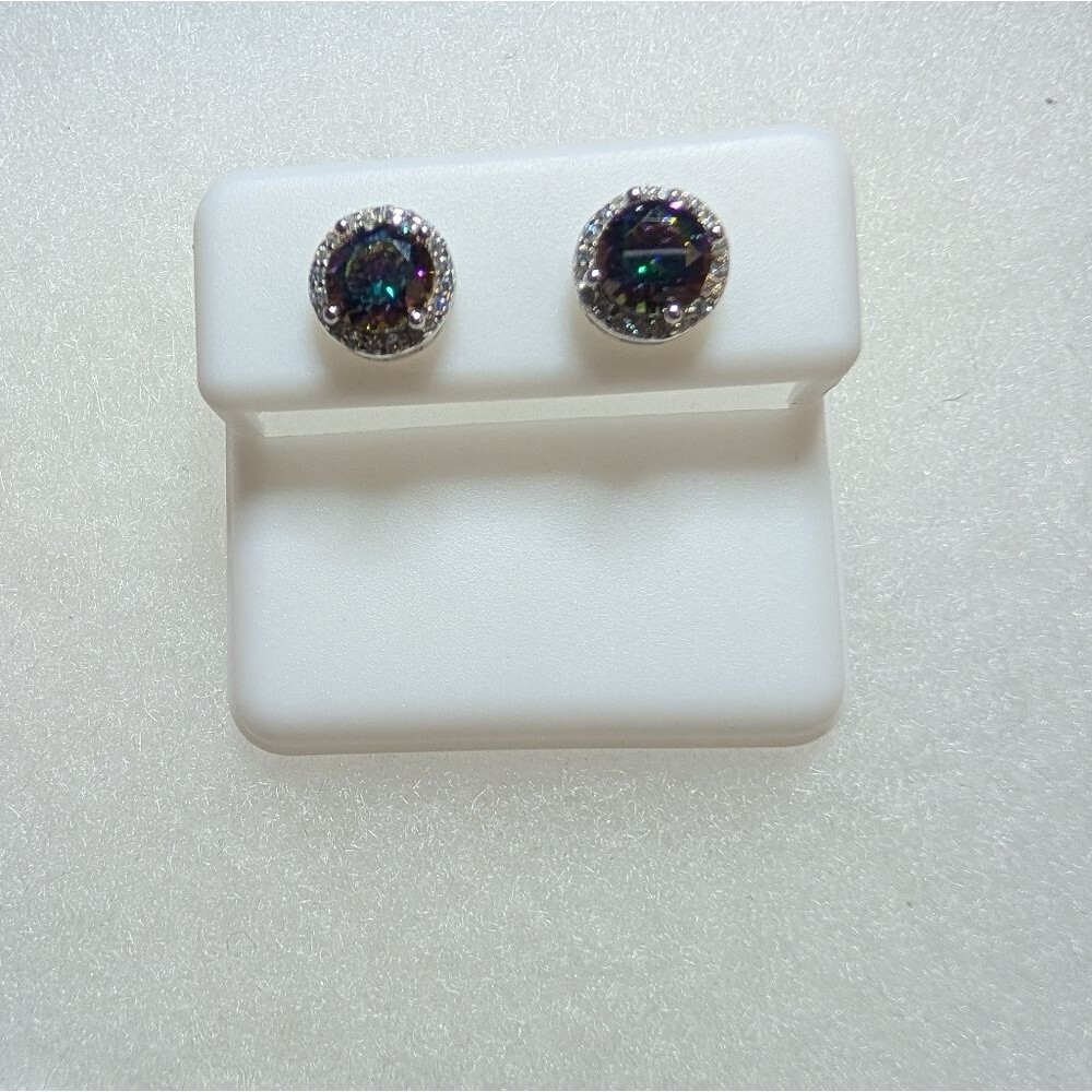 925 Sterling Silver Stud Earrings With Mystic Topaz